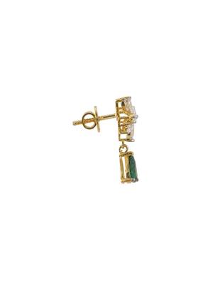 Gold plated green stone dangler earrings in sterling silver 3