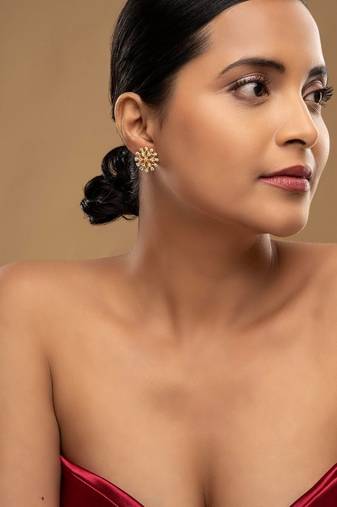 Gold plated stud earrings in sterling silver