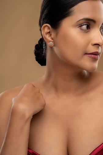 Gold plated stud earrings in sterling silver