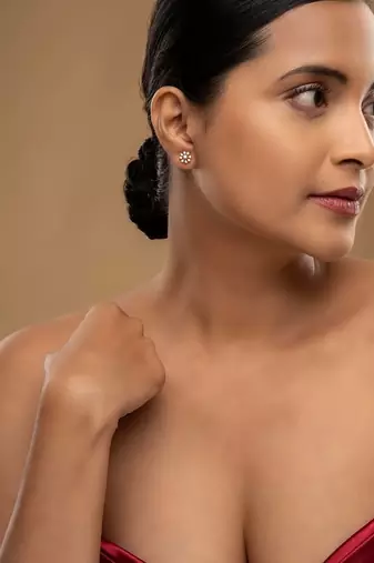 Gold plated stud earrings in sterling silver