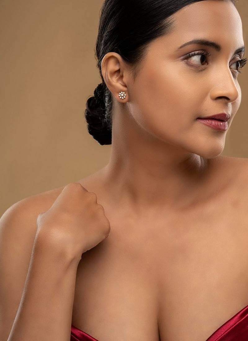 Gold plated stud earrings in sterling silver