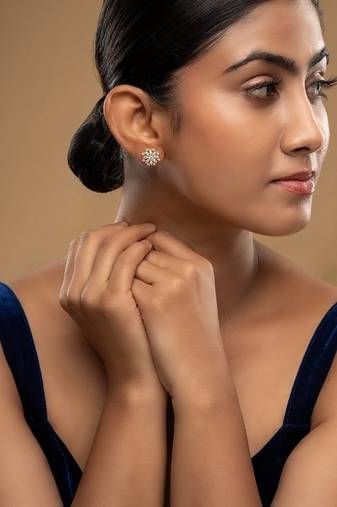 Gold plated stud earrings in sterling silver