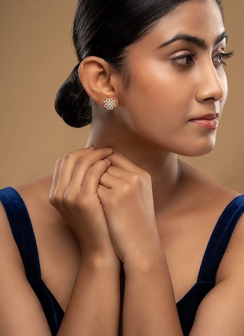 Gold plated stud earrings in sterling silver