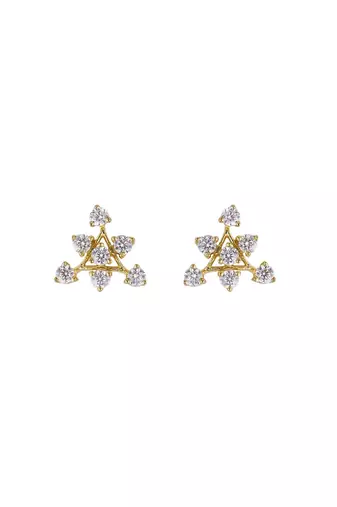 Gold plated stud earrings in sterling silver
