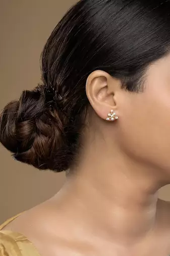 Gold plated stud earrings in sterling silver