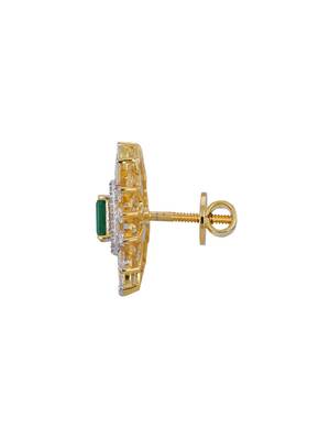 Gold plated green stone stud earrings in sterling silver 3