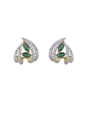 Gold plated green stone earrings in sterling silver 2