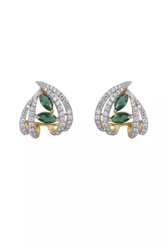 Gold plated green stone earrings in sterling silver