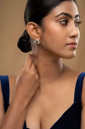 Gold plated green stone earrings in sterling silver