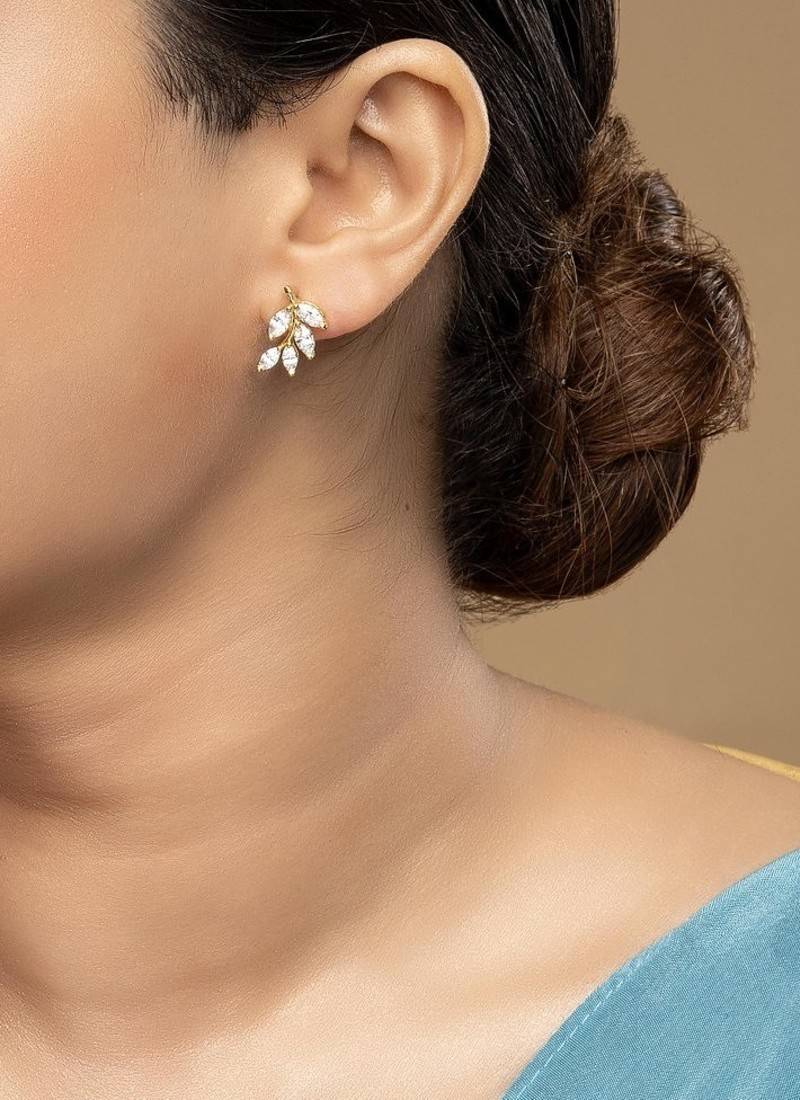 Gold plated stud earrings in sterling silver