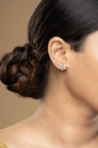 Gold plated stud earrings in sterling silver