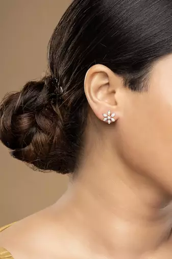 Gold plated stud earrings in sterling silver