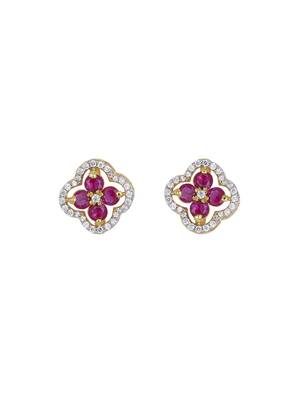 Gold plated pink stone stud earrings in sterling silver 2