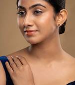 Gold plated pink stone stud earrings in sterling silver