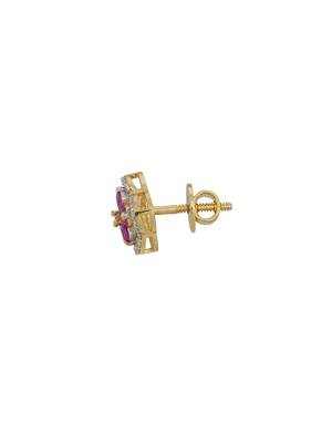Gold plated pink stone stud earrings in sterling silver 3