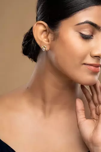 Gold plated stud earrings in sterling silver