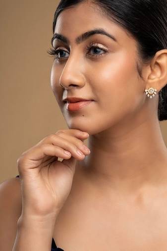 Gold plated stud earrings in sterling silver