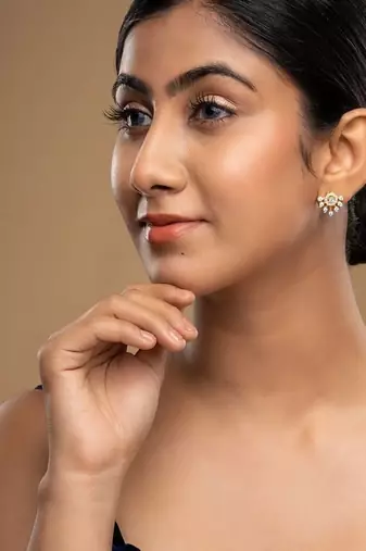 Gold plated stud earrings in sterling silver