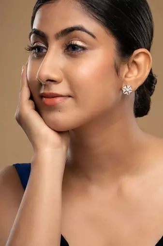 Gold plated stud earrings in sterling silver