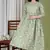 Green  floral printed  cotton flared maternity maxi dress