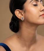 Gold plated blue stone stud earrings in sterling silver