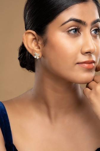 Gold plated stud earrings in sterling silver