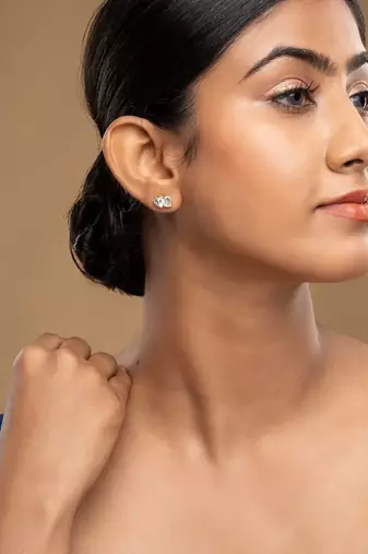 Gold plated stud earrings in sterling silver