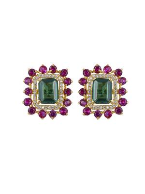 Gold plated multicolor stud earrings in sterling silver 2