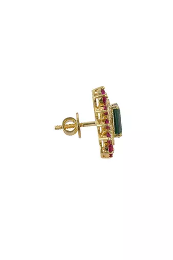 Gold plated multicolor stud earrings in sterling silver