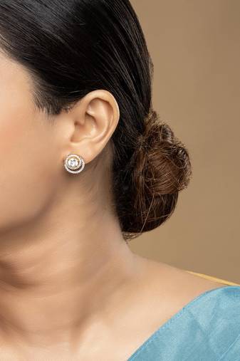 Gold plated stud earrings in sterling silver