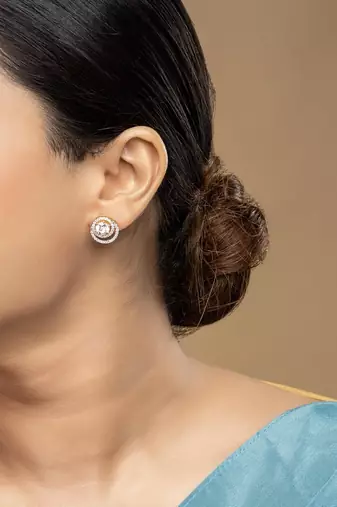 Gold plated stud earrings in sterling silver