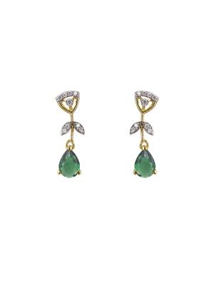 Gold plated green stone dangler earrings in sterling silver 2
