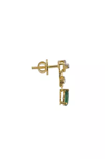 Gold plated green stone dangler earrings in sterling silver