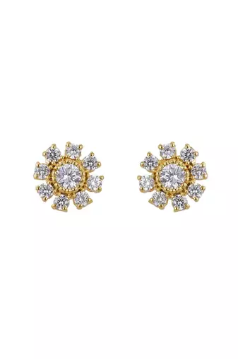 Gold plated stud earrings in sterling silver