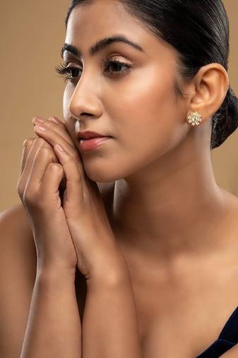 Gold plated stud earrings in sterling silver