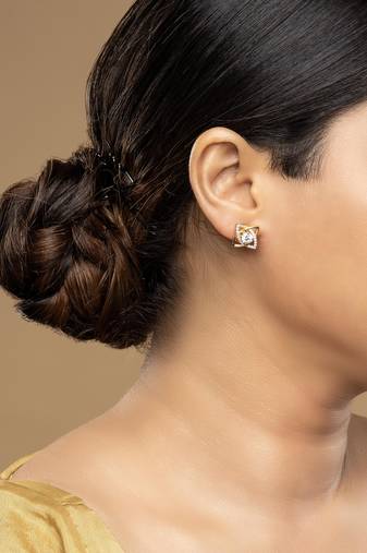 Gold plated stud earrings in sterling silver
