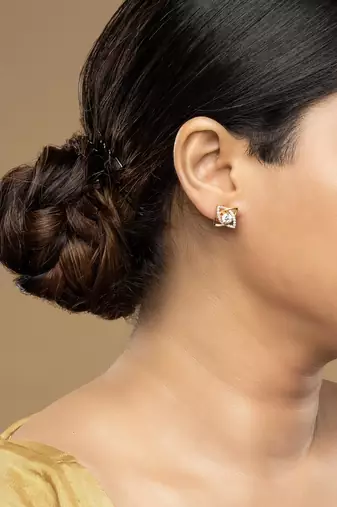 Gold plated stud earrings in sterling silver