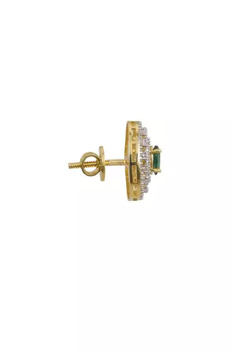 Gold plated green stone stud earrings in sterling silver