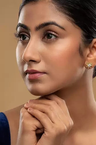 Gold plated stud earrings in sterling silver
