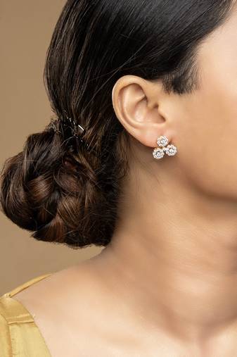 Gold plated stud earrings in sterling silver