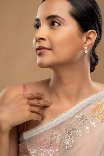 Gold plated stud earrings in sterling silver