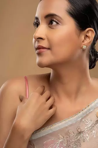 Gold plated stud earrings in sterling silver