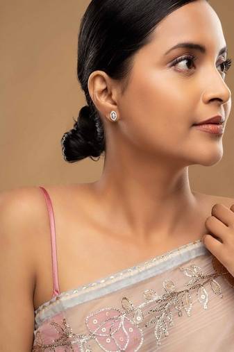 Gold plated stud earrings in sterling silver