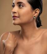 Gold plated green stone stud earrings in sterling silver