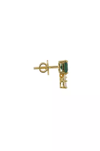 Gold plated green stone stud earrings in sterling silver
