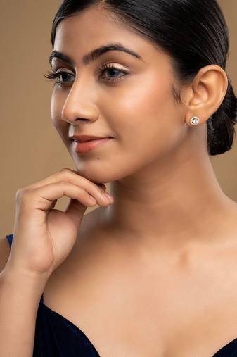 Gold plated stud earrings in sterling silver