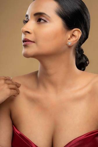 Gold plated stud earrings in sterling silver