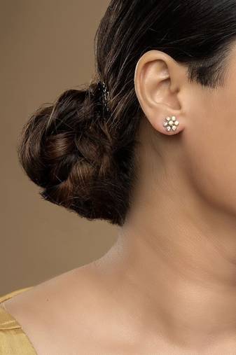 Gold plated stud earrings in sterling silver