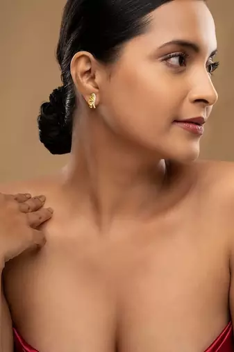 Gold plated stud earrings in sterling silver