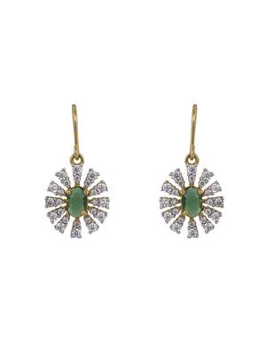Gold plated green stone earrings in sterling silver 2